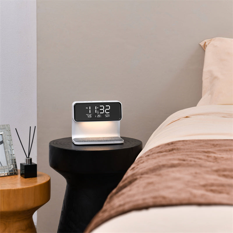 SALE - Creative 3 In 1 Bedside Lamp Wireless Charging LCD Screen Alarm Clock  Wireless Phone Charger
