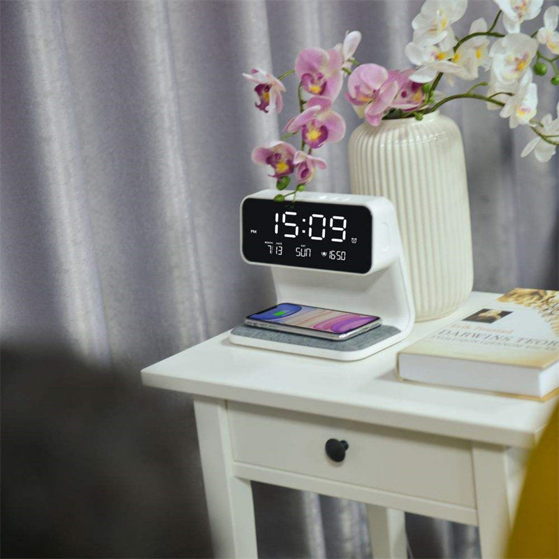 SALE - Creative 3 In 1 Bedside Lamp Wireless Charging LCD Screen Alarm Clock  Wireless Phone Charger
