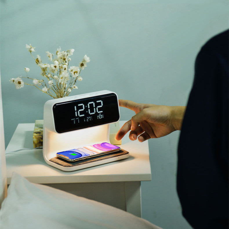 SALE - Creative 3 In 1 Bedside Lamp Wireless Charging LCD Screen Alarm Clock  Wireless Phone Charger